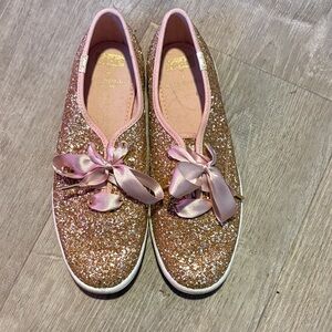 Kate Spade Glittery Gold and Pink Sneakers